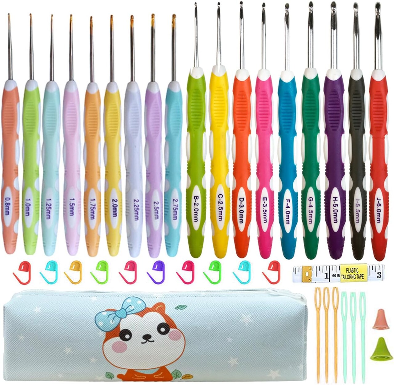 18-Size Ergonomic Crochet Hook Set for Comfortable Knitting & Crafting